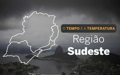 PREVISÃO DO TEMPO: Sudeste terá domingo (2) com chuva intensa em boa parte da região