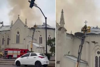 Incêndio atinge igreja centenária em Flores da Cunha (RS) e mobiliza comunidade pela recuperação