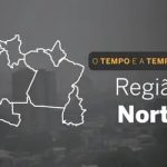 O TEMPO E A TEMPERATURA: domingo (14) com chuva em áreas da Região Norte
