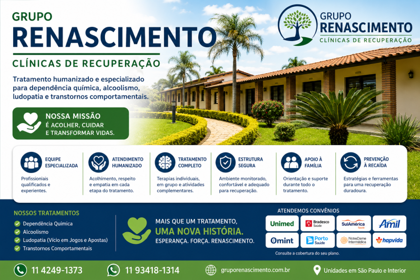 Grupo Renascimento se Consolida como Referência Nacional no Tratamento de Dependência Química, Alcoolismo e Saúde Mental
